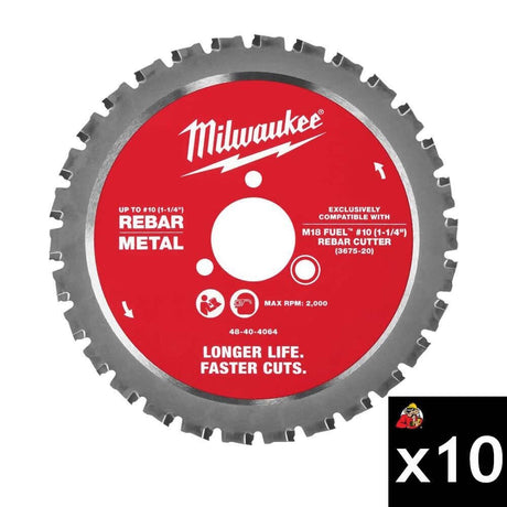 Milwaukee 48-40-4068 #10 (1-1/4 in.) Rebar Cutting Blade for M18 FUEL Rebar Cutter (10 Pack)