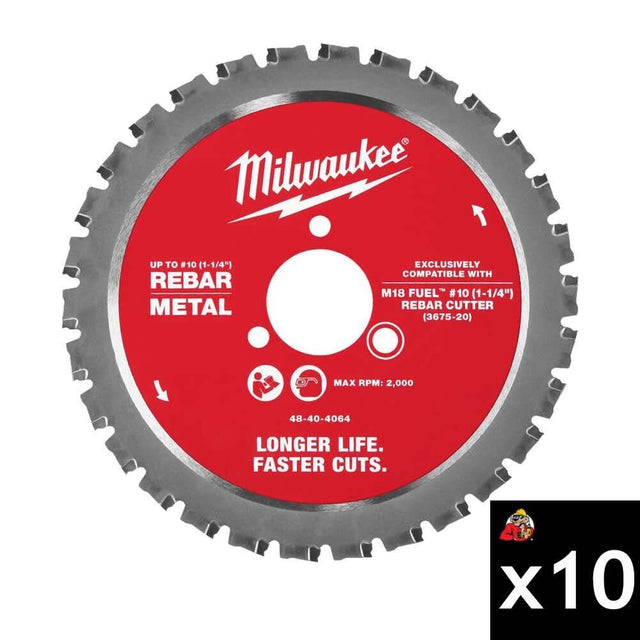 Milwaukee 48-40-4068 #10 (1-1/4 in.) Rebar Cutting Blade for M18 FUEL Rebar Cutter (10 Pack)