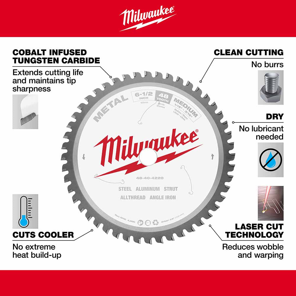 Milwaukee  48-40-4220 6-1/2" 48T METAL CSB, 5/8" - 4