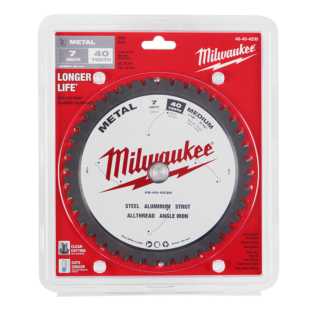 Milwaukee  48-40-4230 7" 40T METAL CSB, 20MM - 2