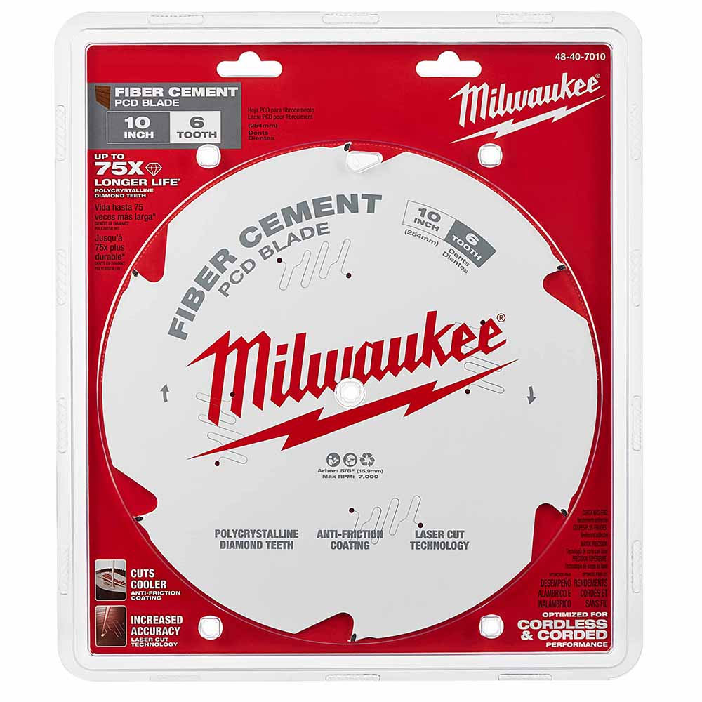 Milwaukee 48-40-7010 10" PCD/Fiber Cement Circular Saw Blade - 5