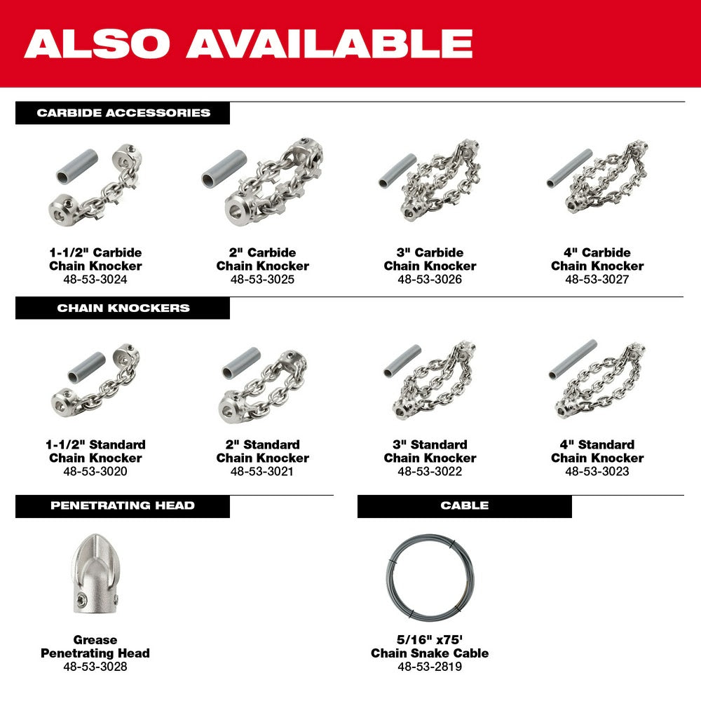 Milwaukee 48-53-3020 1-1/2" Standard Chain Knocker for 5/16" Chain Snake Cable - 7