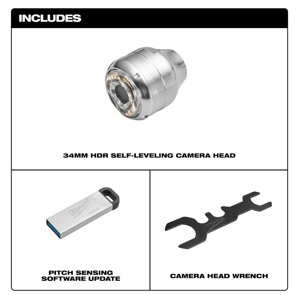 Milwaukee 48-53-3974 34mm Camera Head Replacement Kit for M18 Modular Pipeline Inspection System - 3