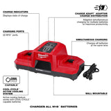 Milwaukee 48-59-1815 M18 Dual Bay Simultaneous Super Charger - 6