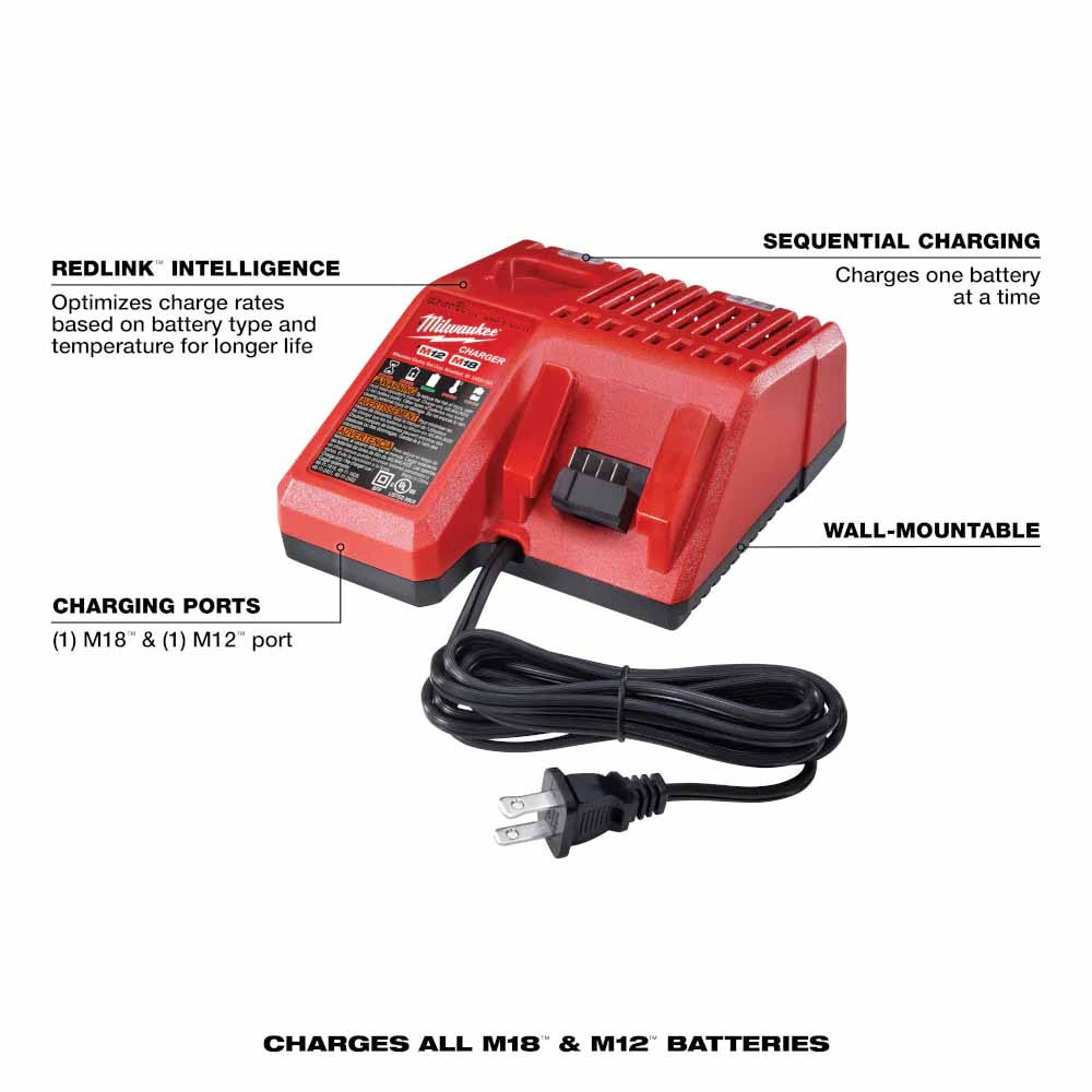 Milwaukee 48-59-1852B M18 18V Lithium-Ion Starter Kit With Two XC 5.0 Ah Battery Packs And Multi-Voltage Charger - 3