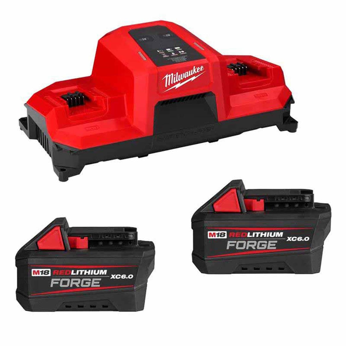 Milwaukee 48-59-1866 M18 REDLITHIUM FORGE XC6.0 Battery 2-Pack with Dual Bay Super Charger (Kit)