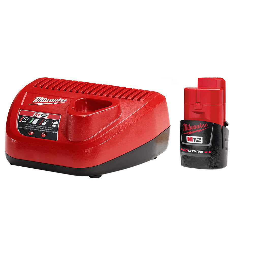 Milwaukee 48-59-2420 M12 Li-Ion 2.0 Battery and Charger Starter Kit