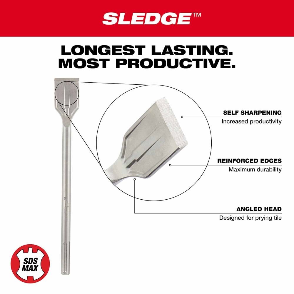 Milwaukee 48-62-4088 SDSMAX 3-1/4" x 12" Tile Chisel - 2