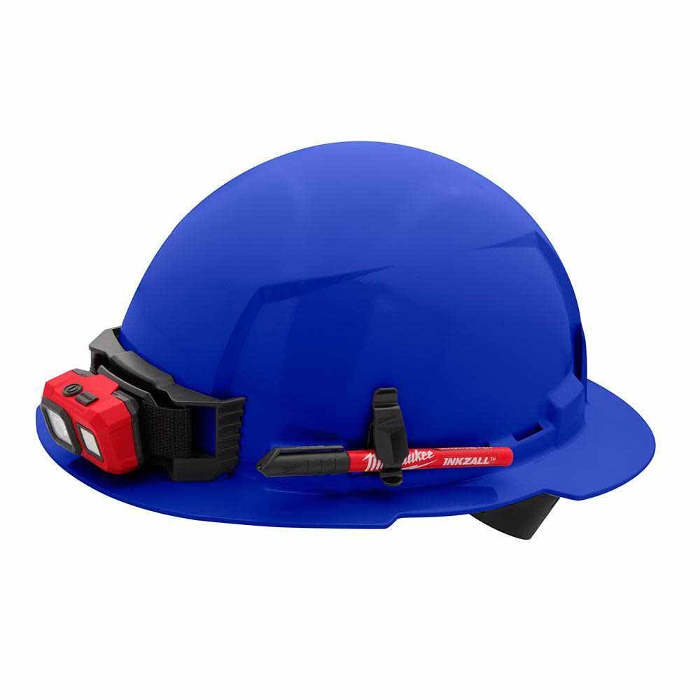 Milwaukee 48-73-1105 Blue Full Brim Hard Hat with 4PT Ratcheting Suspension – Type 1 Class E - 6