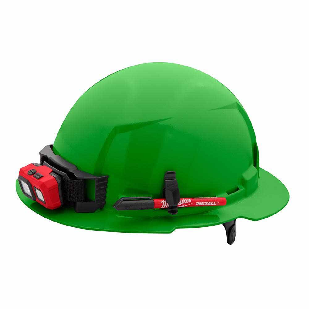 Milwaukee 48-73-1127 Green Full Brim Hard Hat with 6PT Ratcheting Suspension – Type 1 Class E - 6