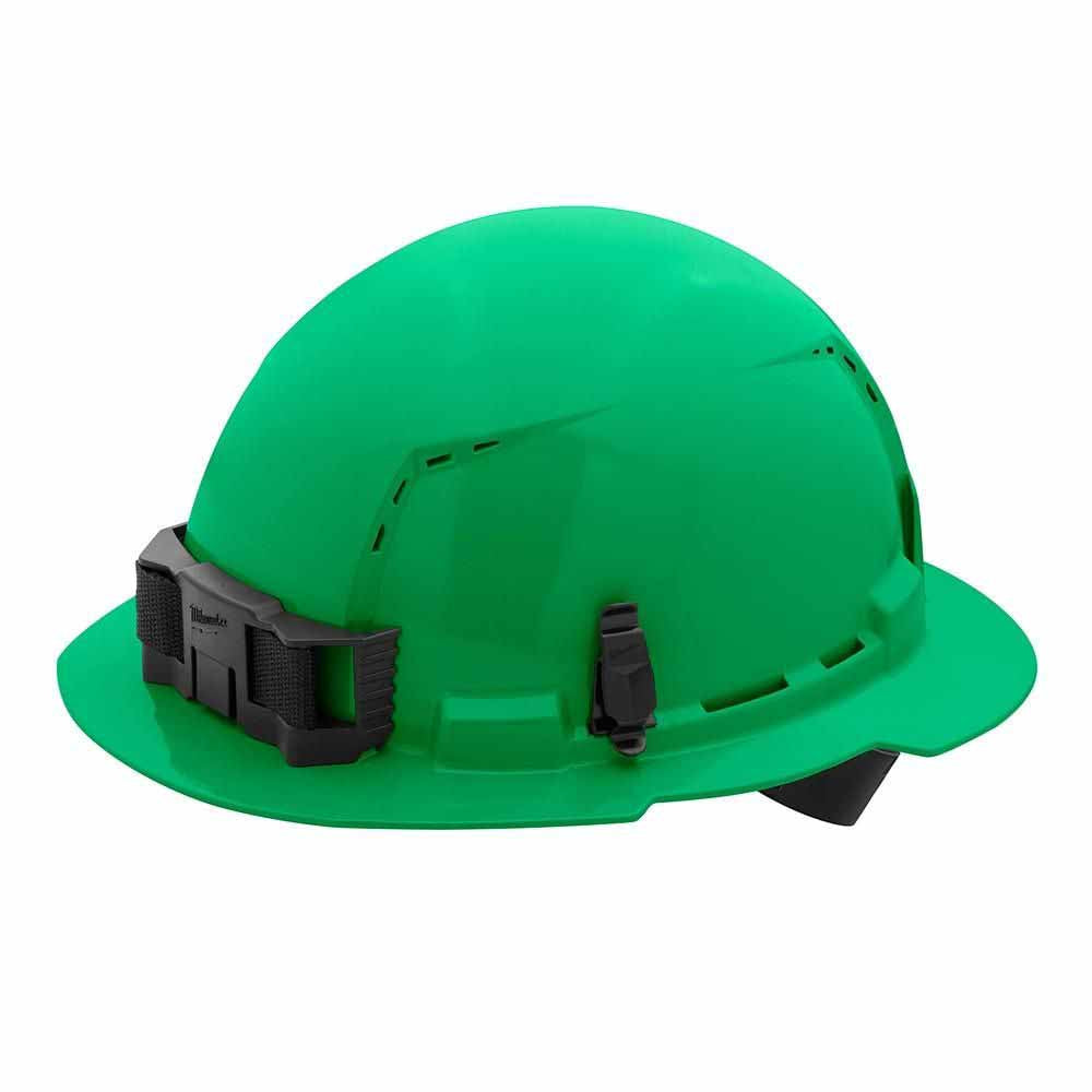 Milwaukee 48-73-1207 Green Full Brim Vented Hard Hat with 4PT Ratcheting Suspension – Type 1 Class C