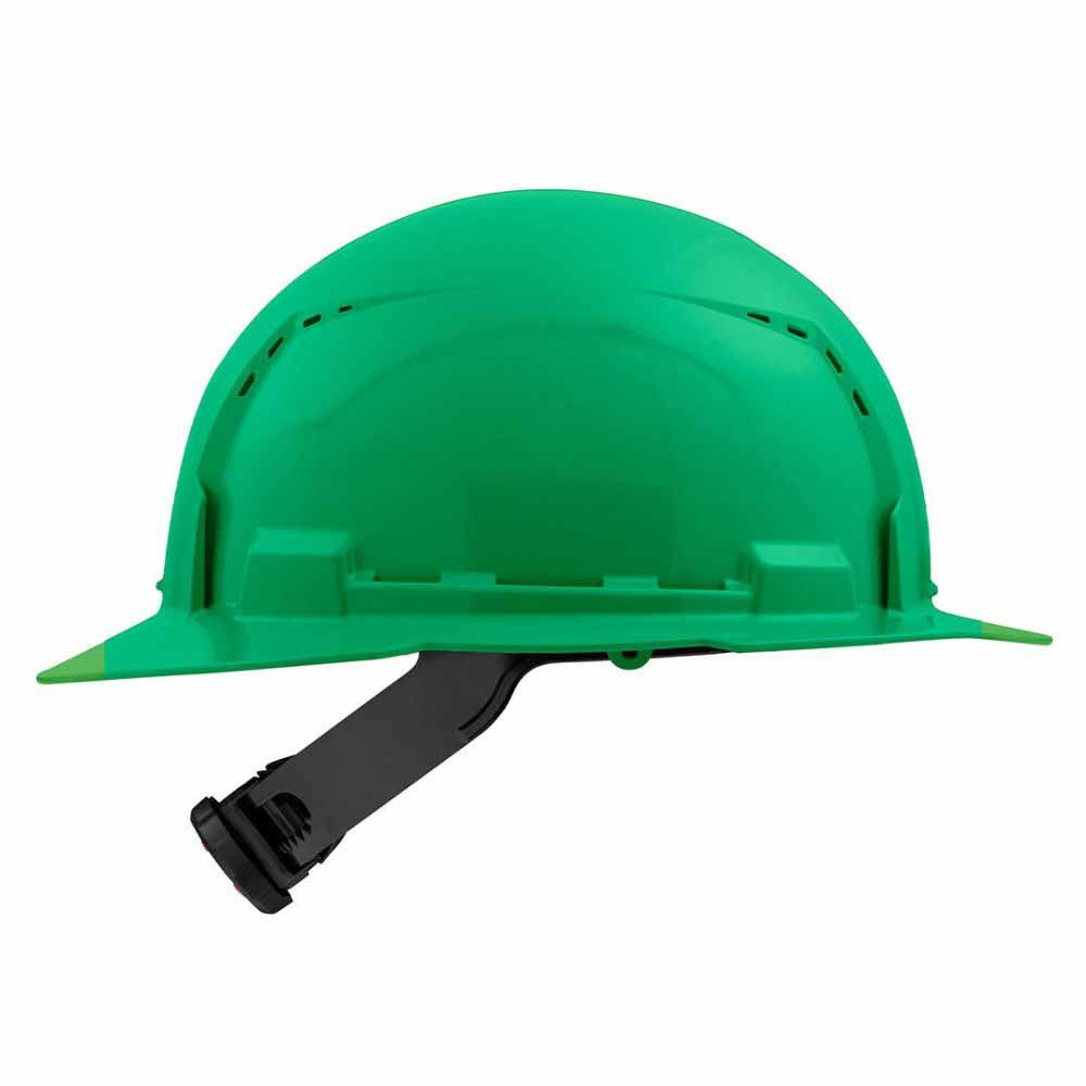 Milwaukee 48-73-1207 Green Full Brim Vented Hard Hat with 4PT Ratcheting Suspension – Type 1 Class C - 3