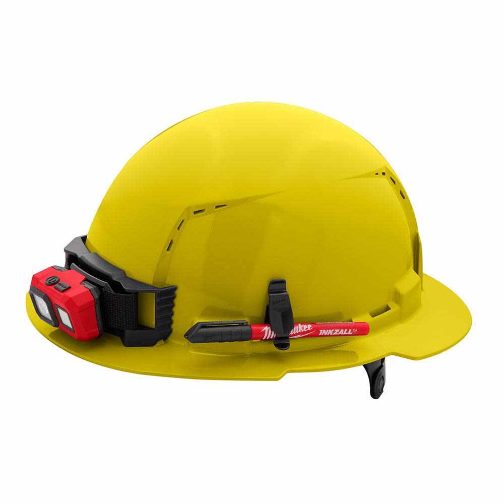 Milwaukee 48-73-1223 Yellow Full Brim Vented Hard Hat with 6PT Ratcheting Suspension – Type 1 Class C - 6