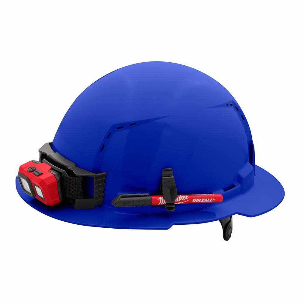 Milwaukee 48-73-1225 Blue Full Brim Vented Hard Hat with 6PT Ratcheting Suspension – Type 1 Class C - 6