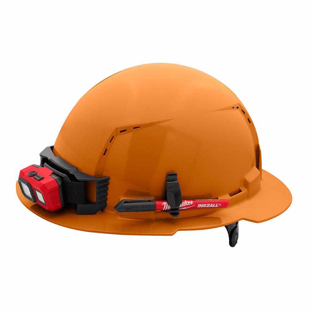 Milwaukee 48-73-1233 Orange Full Brim Vented Hard Hat with 6PT Ratcheting Suspension – Type 1 Class C - 6