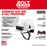 Milwaukee 48-73-1365 BOLT White Front Brim Safety Helmet with IMPACT ARMOR Liner (USA) - Type 2, Class E - 3