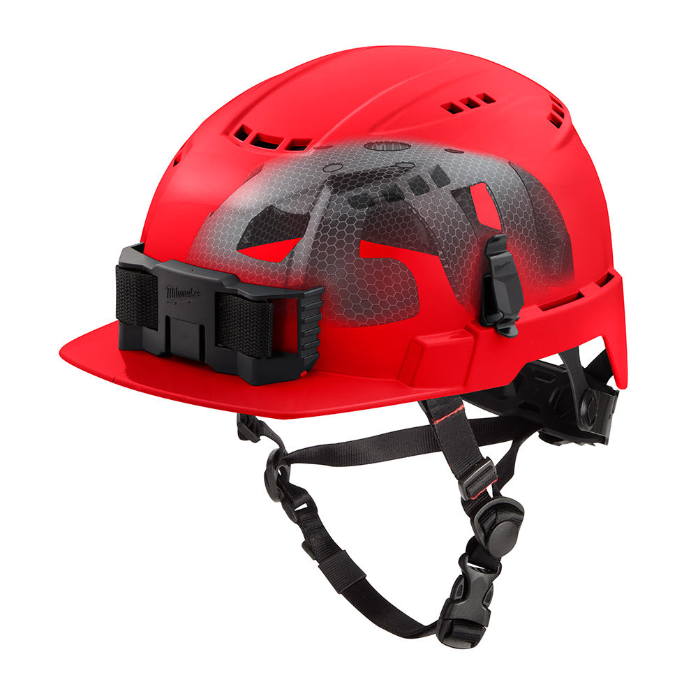 Milwaukee 48-73-1372 BOLT Red Front Brim Vented Safety Helmet with IMPACT ARMOR Liner (USA) - Type 2, Class C