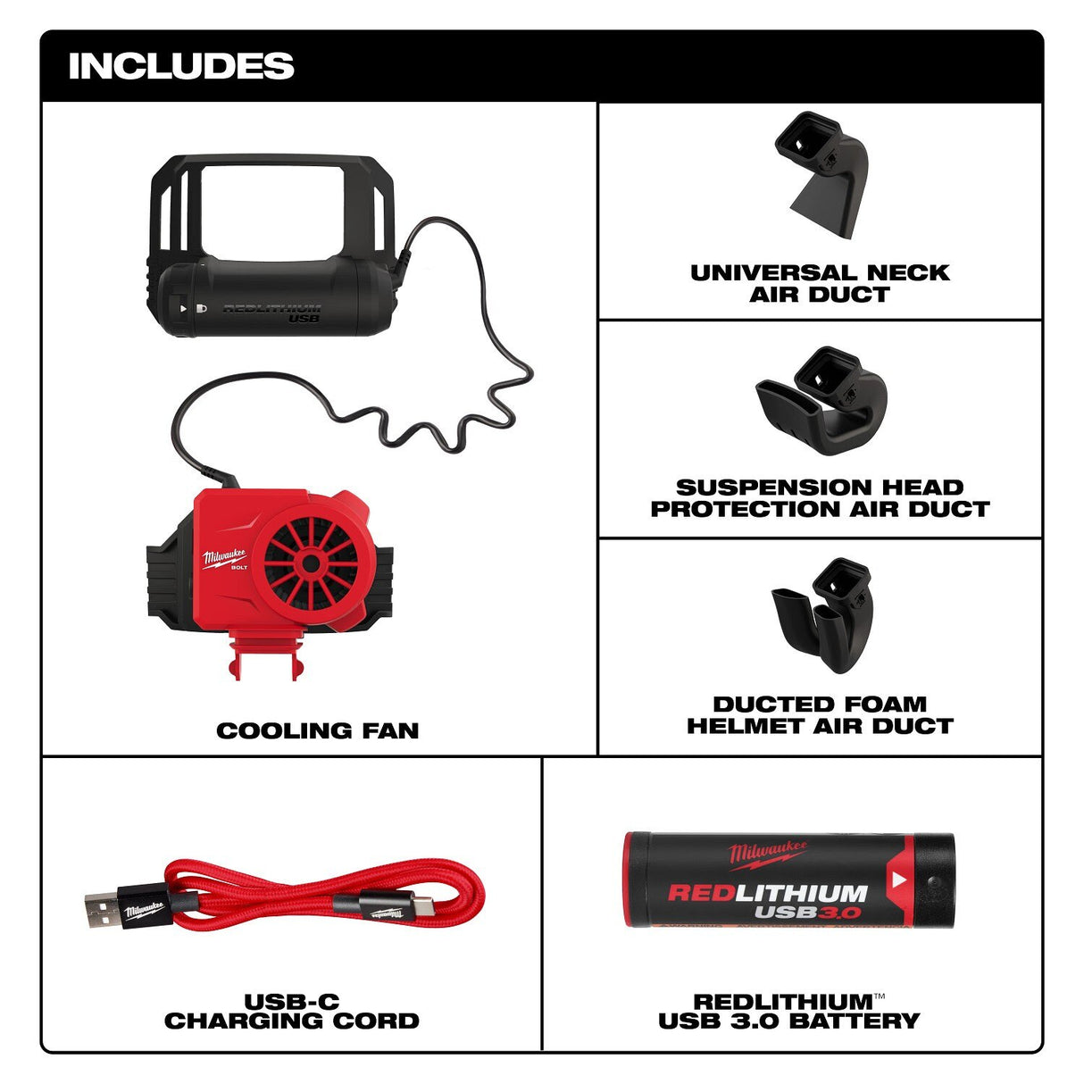 Milwaukee 48-73-1385 BOLT REDLITHIUM USB Cooling Fan for Safety Helmets and Hard Hats - 6