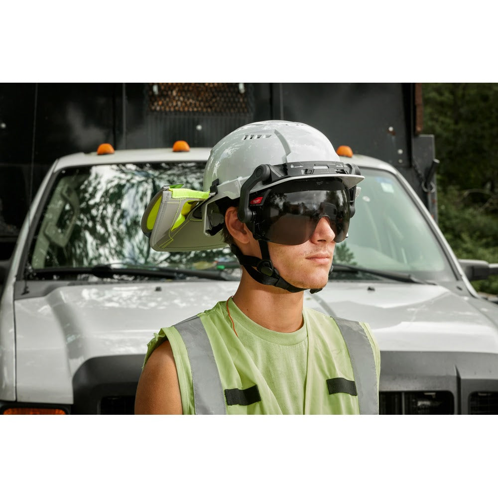 Milwaukee 48-73-1411 BOLT Eye Visor / Face Shield - Clear Dual Coat Lens with Head Lamp Mount Bracket (Compatible with Milwaukee Safety Helmets) - 9