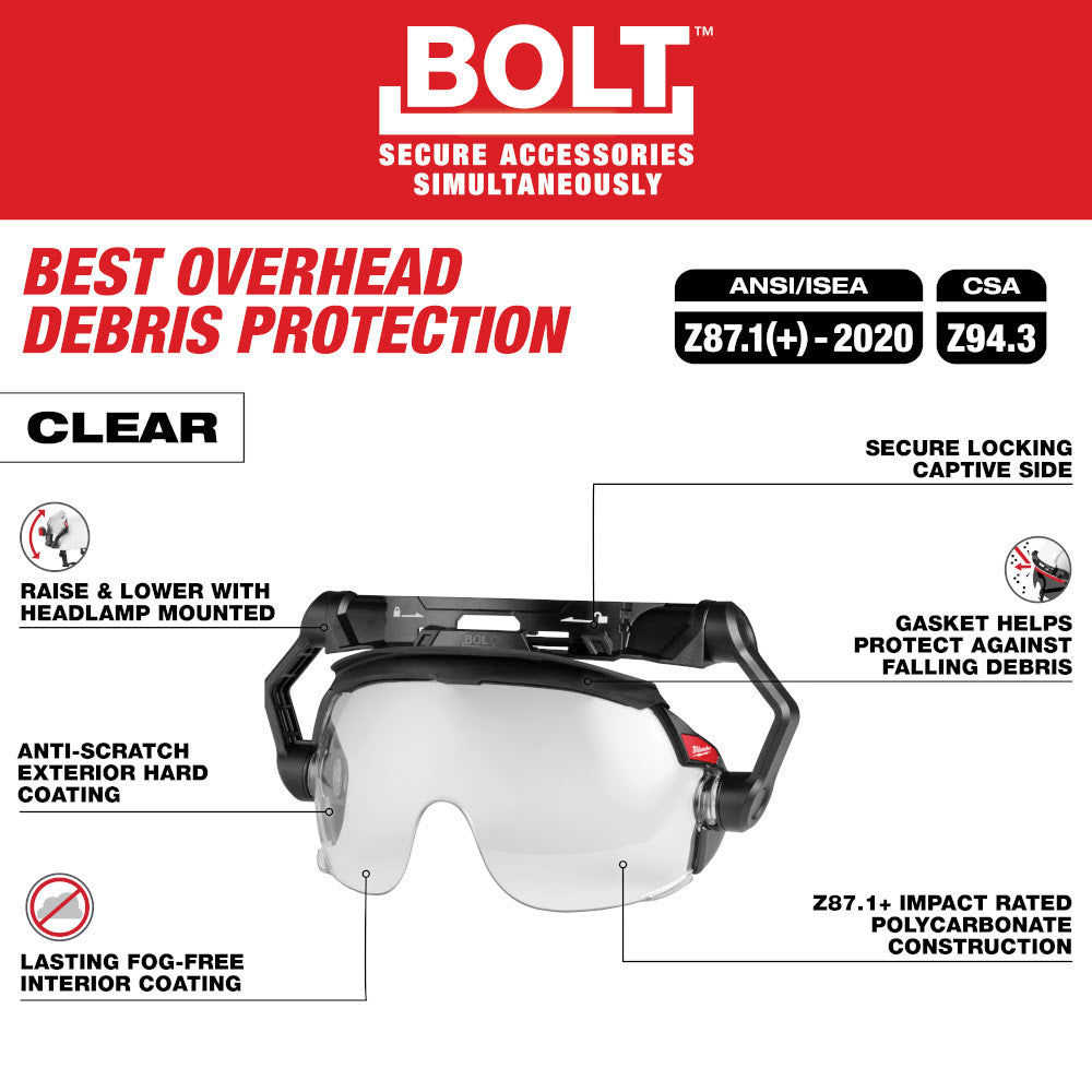 Milwaukee 48-73-1412 BOLT Gasketed Eye Visor - Clear Dual Coat Lens - 3