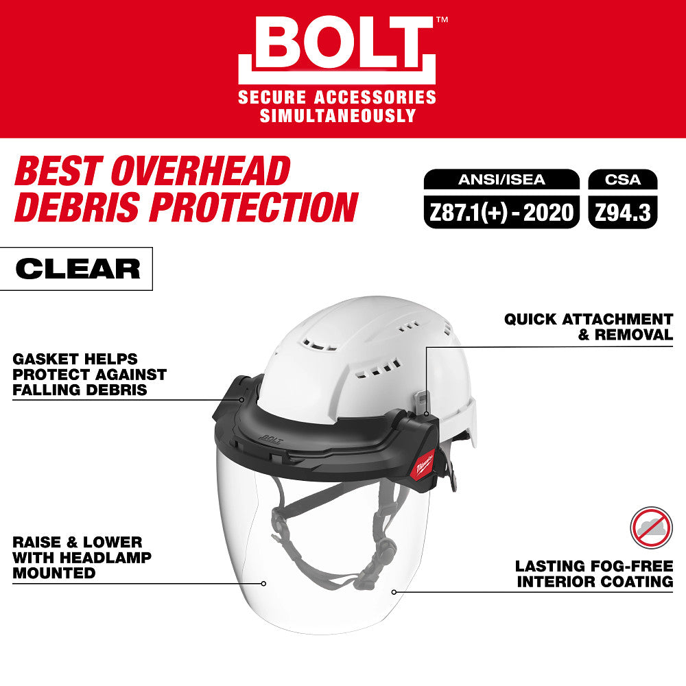 Milwaukee 48-73-1422 BOLT Gasketed Face Shield - Clear Coat Lens(Fits BOLT Helmets & BOLT Hard Hats) - 4