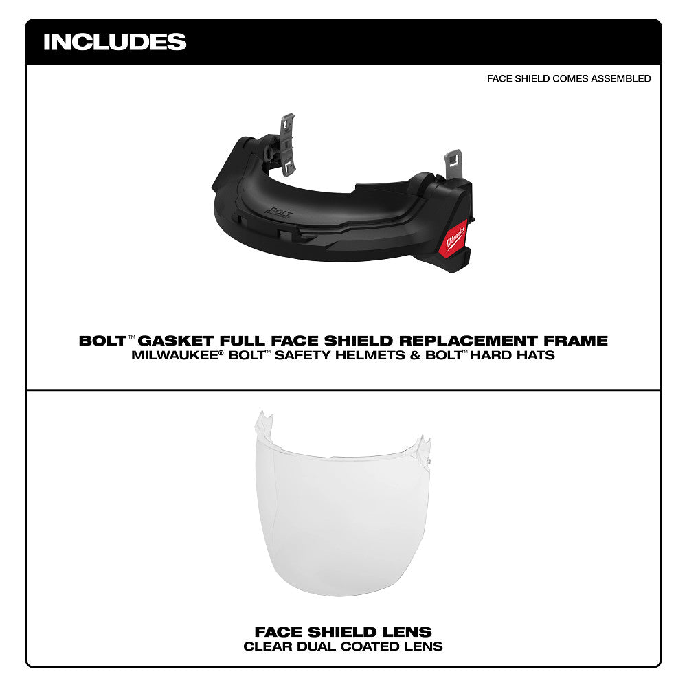 Milwaukee 48-73-1422 BOLT Gasketed Face Shield - Clear Coat Lens(Fits BOLT Helmets & BOLT Hard Hats) - 5