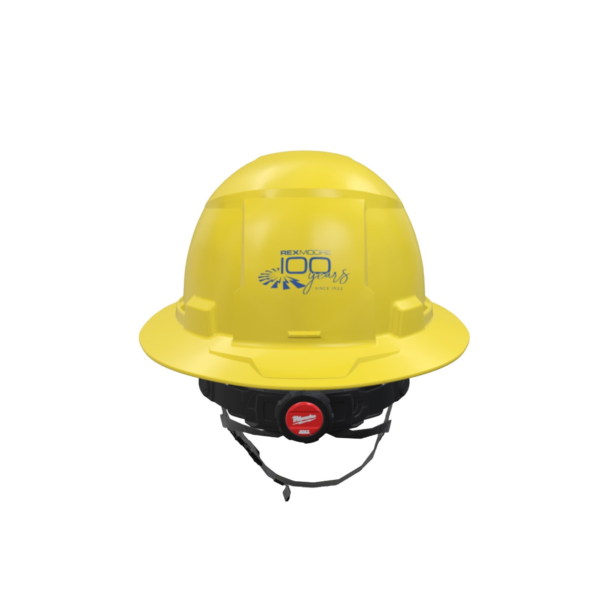 Milwaukee 48-73-1653C-CDHP0002-DNOVZY04LR BOLT Yellow Full Brim Safety Helmet w/ Rex Moore Logo – Type 2, Class E - Customization ID: CDHP0002 - Config ID: DNOVZY04LR - 2