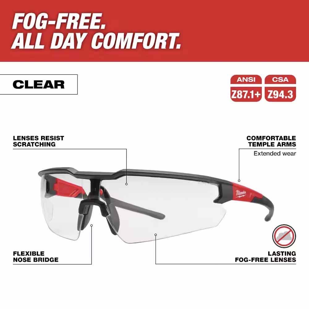 Milwaukee 48-73-2012 Safety Glasses - Clear Fog-Free Lenses - 2