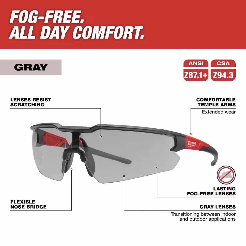 Milwaukee 48-73-2107 Safety Glasses - Gray Fog-Free Lenses - 4