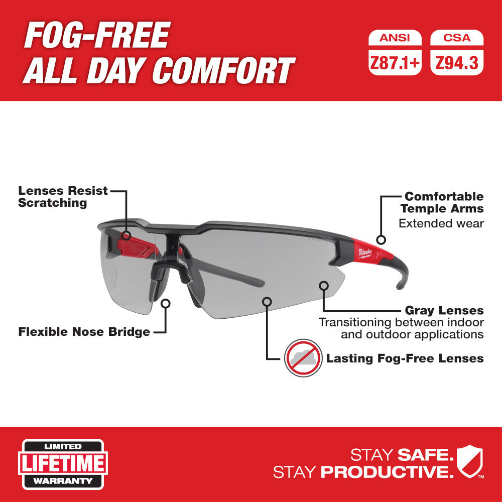 Milwaukee 48-73-2108 Safety Glasses - Gray Fog-Free Lenses - 2