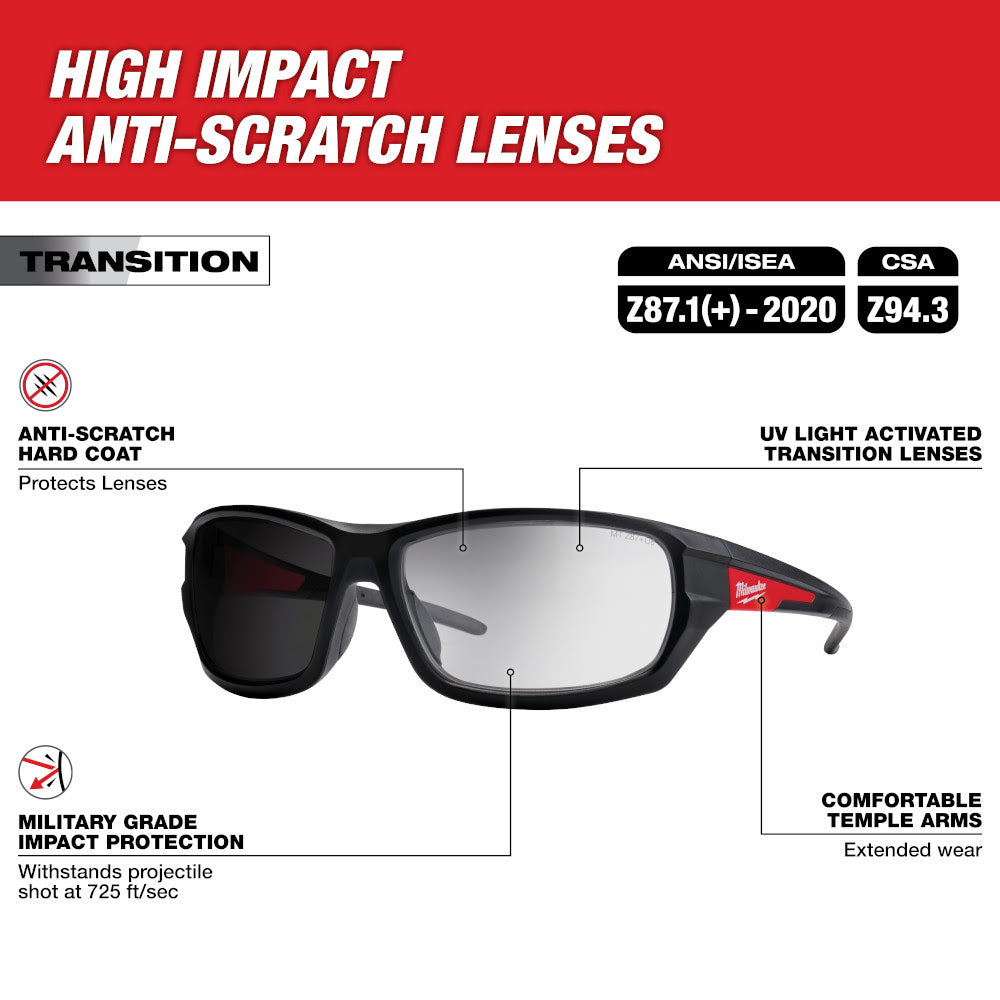 Milwaukee 48-73-2128 Transition Performance Safety Glasses - Anti-Scratch Lenses - 2