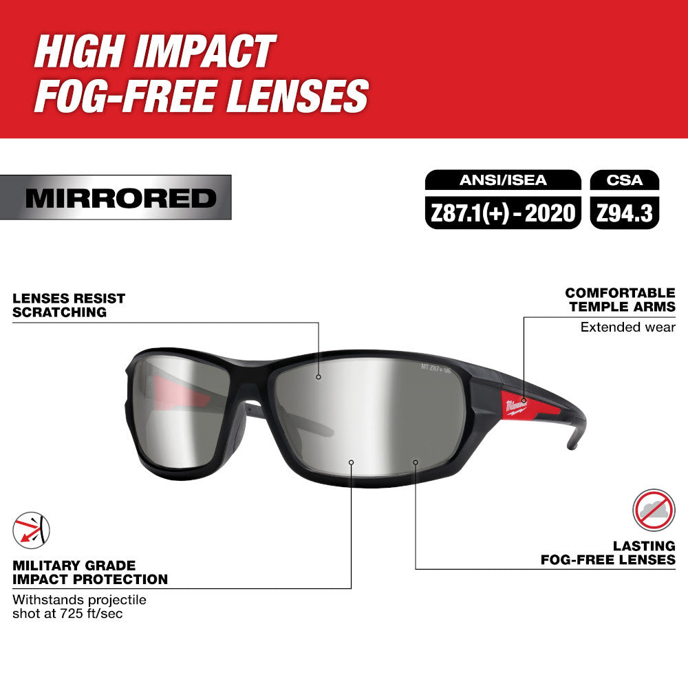 Milwaukee 48-73-2129 Mirrored Performance Safety Glasses - Fog-Free Lenses - 2