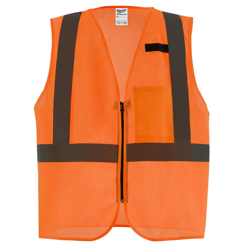 Milwaukee 48-73-2245 Class 2 High Visibility Orange Mesh One Pocket Safety Vest - S/M