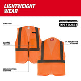 Milwaukee 48-73-2246 Class 2 High Visibility Orange Mesh One Pocket Safety Vest - L/XL - 3