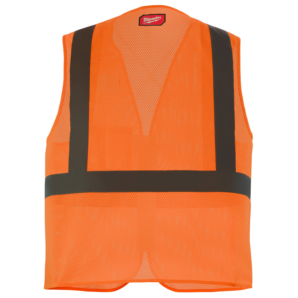 Milwaukee 48-73-2246 Class 2 High Visibility Orange Mesh One Pocket Safety Vest - L/XL - 8