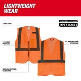 Milwaukee 48-73-2247 Class 2 High Visibility Orange Mesh One Pocket Safety Vest - 2X/3X - 3