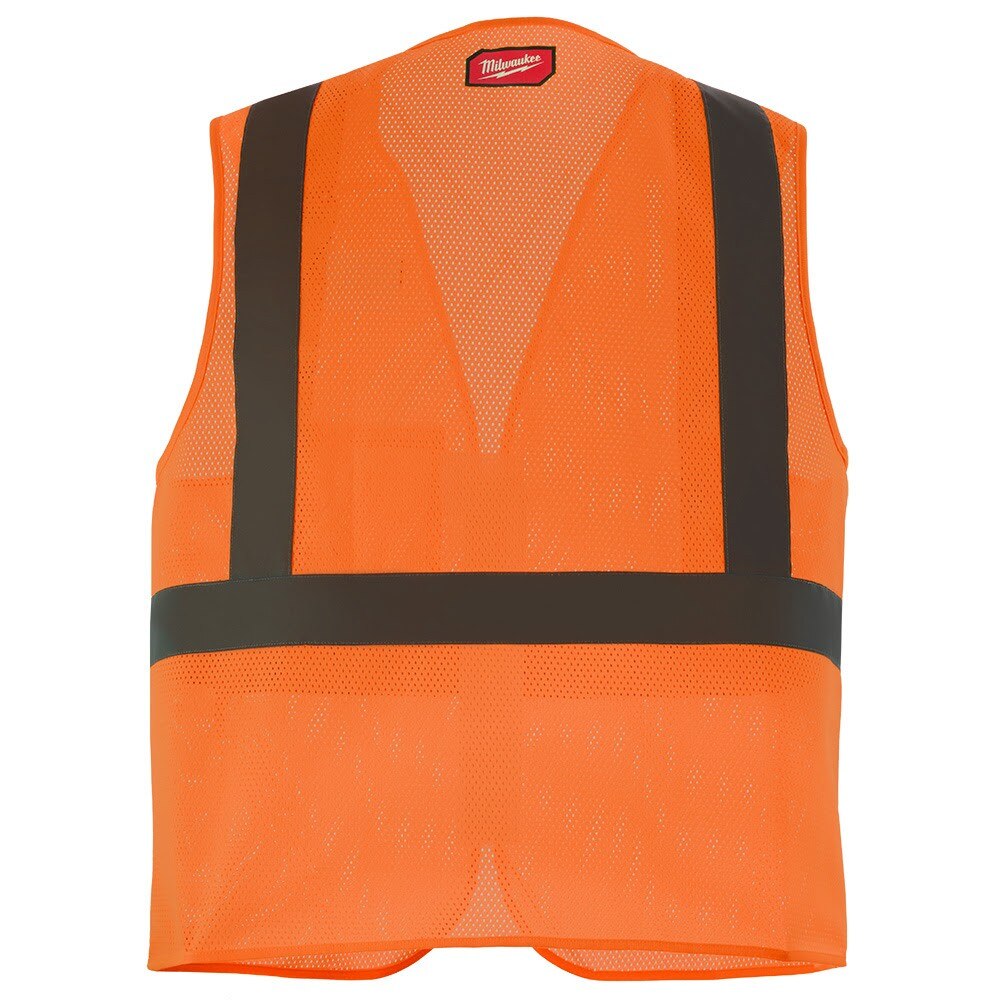 Milwaukee 48-73-2247 Class 2 High Visibility Orange Mesh One Pocket Safety Vest - 2X/3X - 8