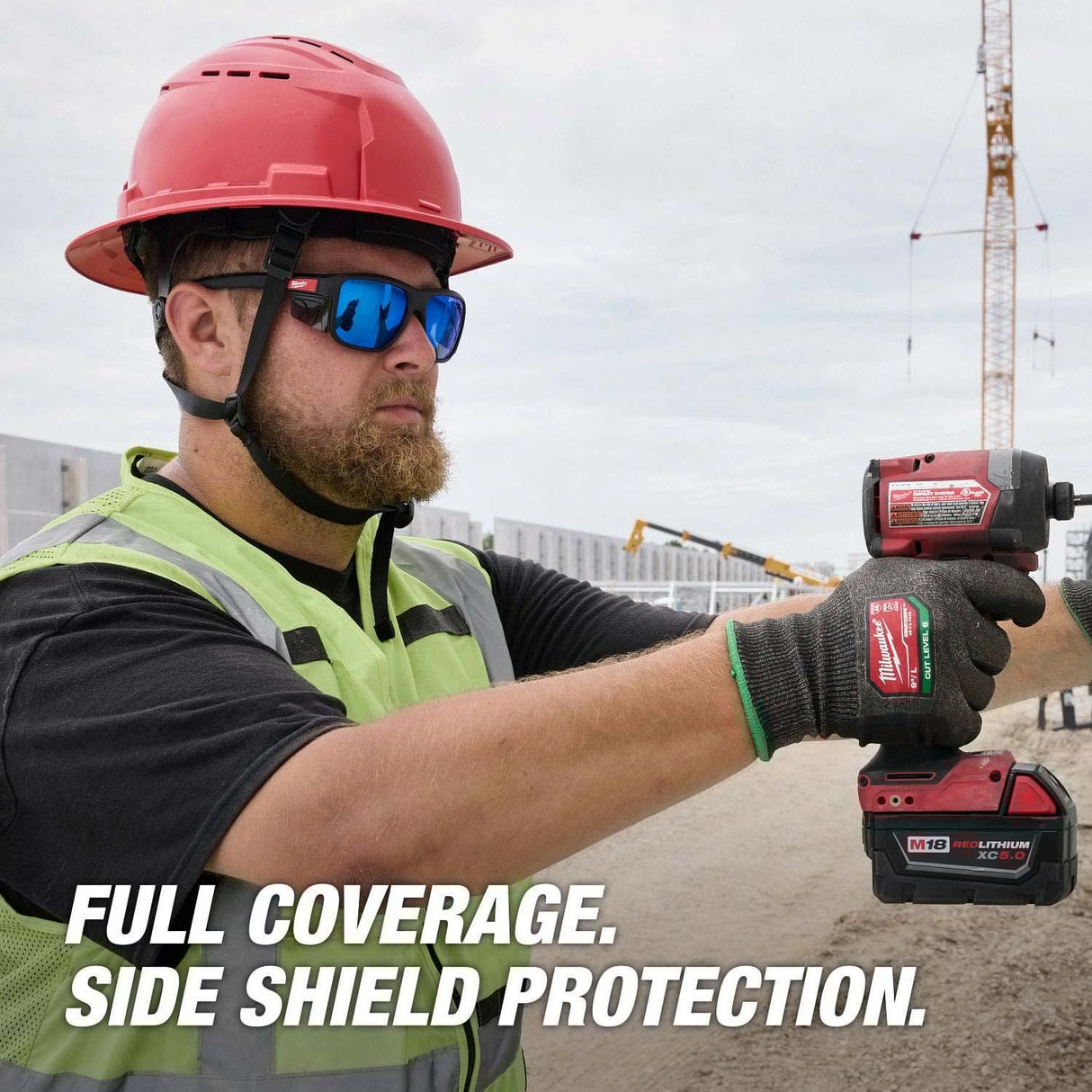 Milwaukee 48-73-2510 Full Frame Safety Glasses with Removable Side Shields Blue Mirrored Anti-Scratch Lenses - 7