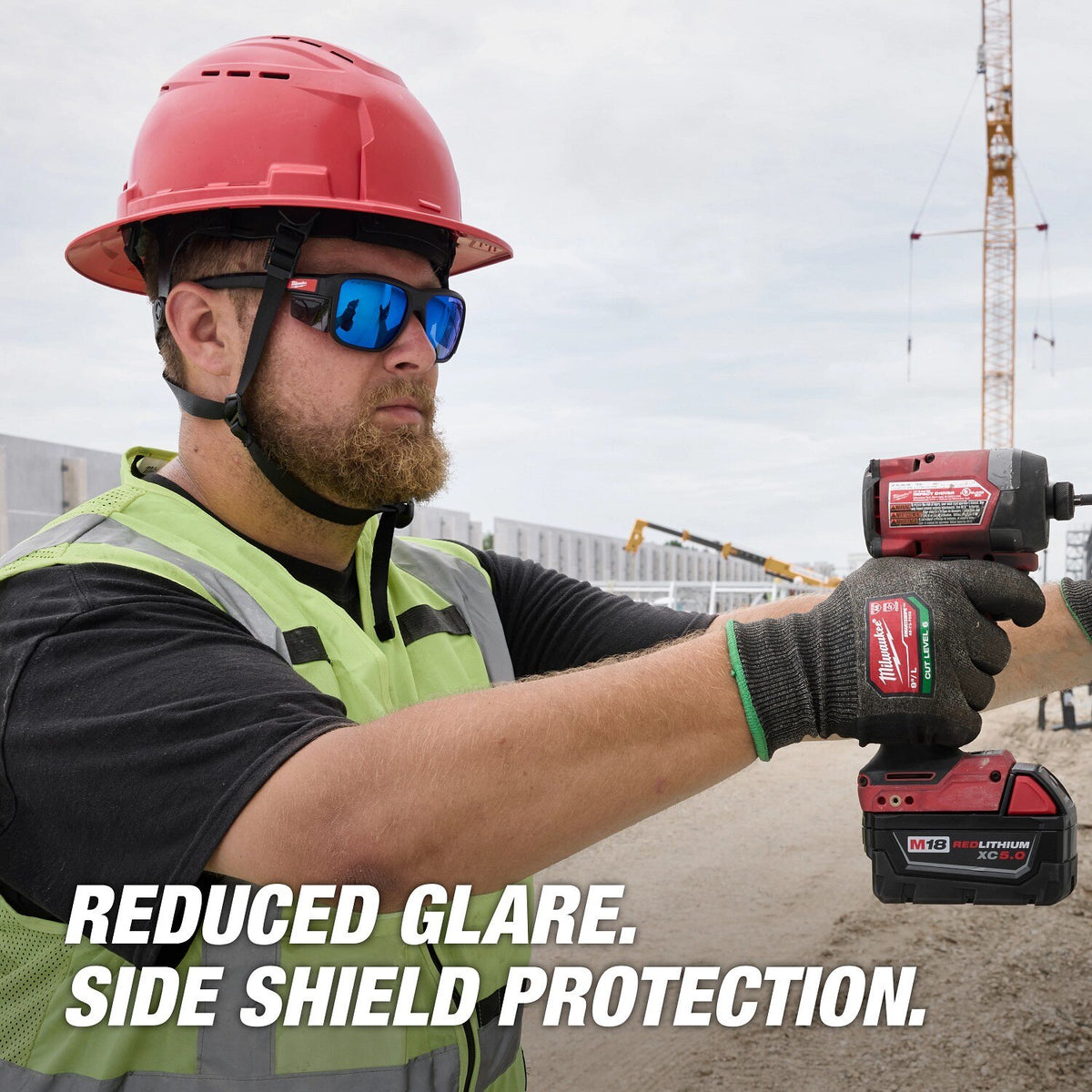 Milwaukee 48-73-2511 Polarized Full Frame Safety Glasses with Removable Side Shields Blue Mirrored Dual Coat Lenses - 7