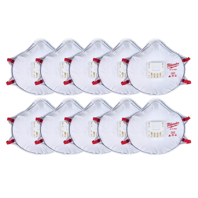 Milwaukee 48-73-4004 10pk N95 Valved Respirator with Gasket