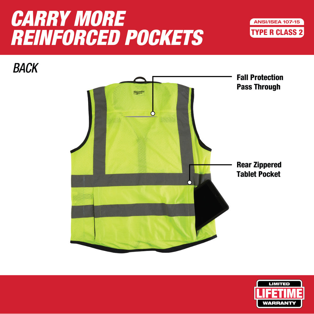 Milwaukee 48-73-5042 High Visibility Yellow Performance Safety Vest - L/XL - 15