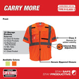 Milwaukee 48-73-5146 Class 3 High Visibility Orange Safety Vest - L/XL - 8