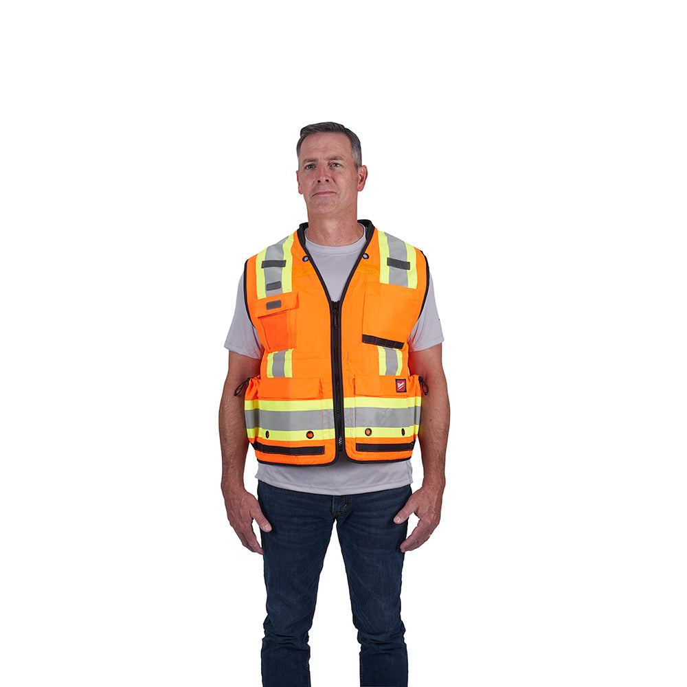 Milwaukee 48-73-5166 Class 2 Surveyor's High Visibility Orange Safety Vest - L/XL - 4