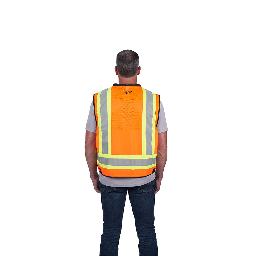 Milwaukee 48-73-5166 Class 2 Surveyor's High Visibility Orange Safety Vest - L/XL - 5