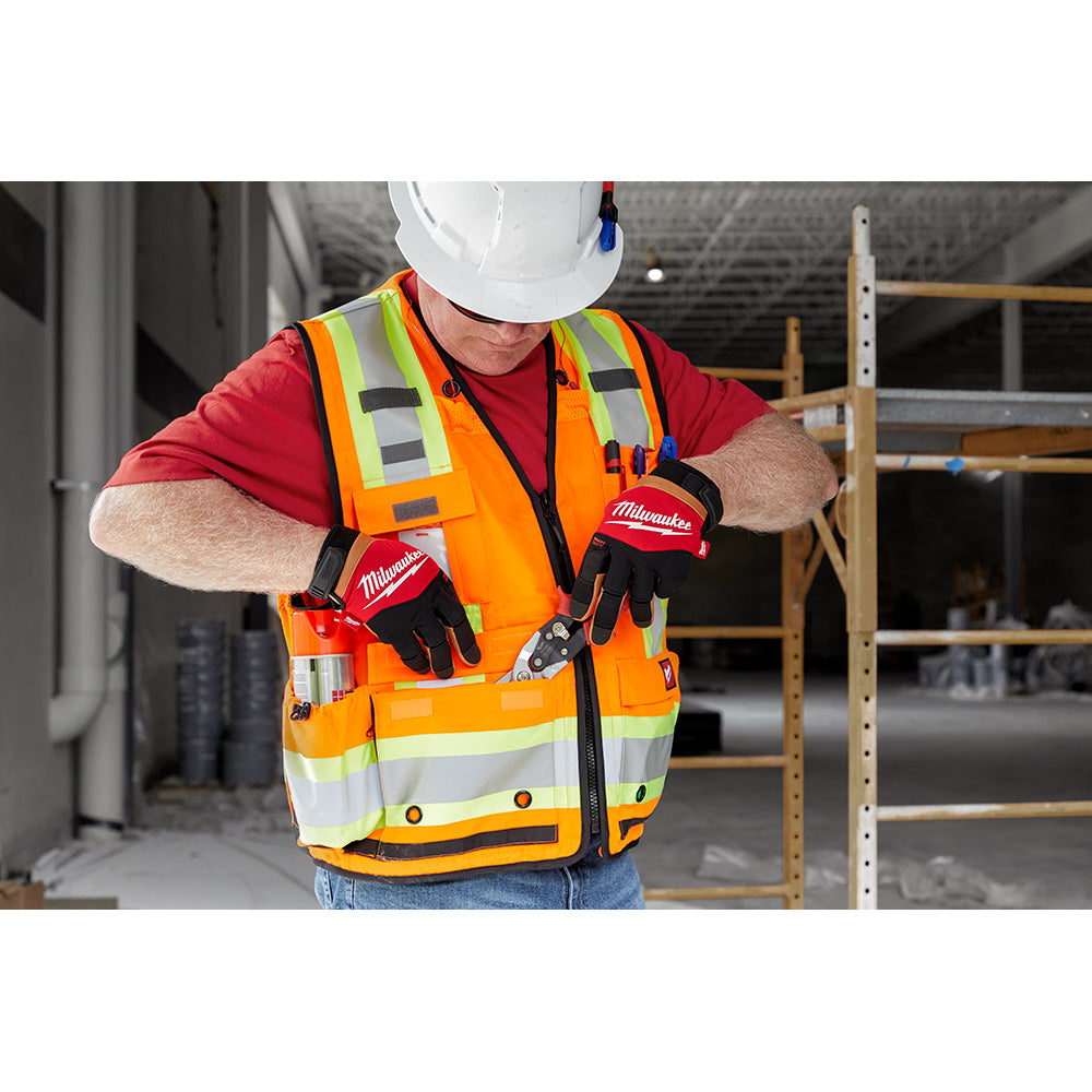 Milwaukee 48-73-5166 Class 2 Surveyor's High Visibility Orange Safety Vest - L/XL - 7