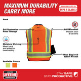 Milwaukee 48-73-5166 Class 2 Surveyor's High Visibility Orange Safety Vest - L/XL - 8