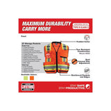 Milwaukee 48-73-5167 Class 2 Surveyors High Visibility Orange Safety Vest 2XL 3XL (1 Pack) - 2