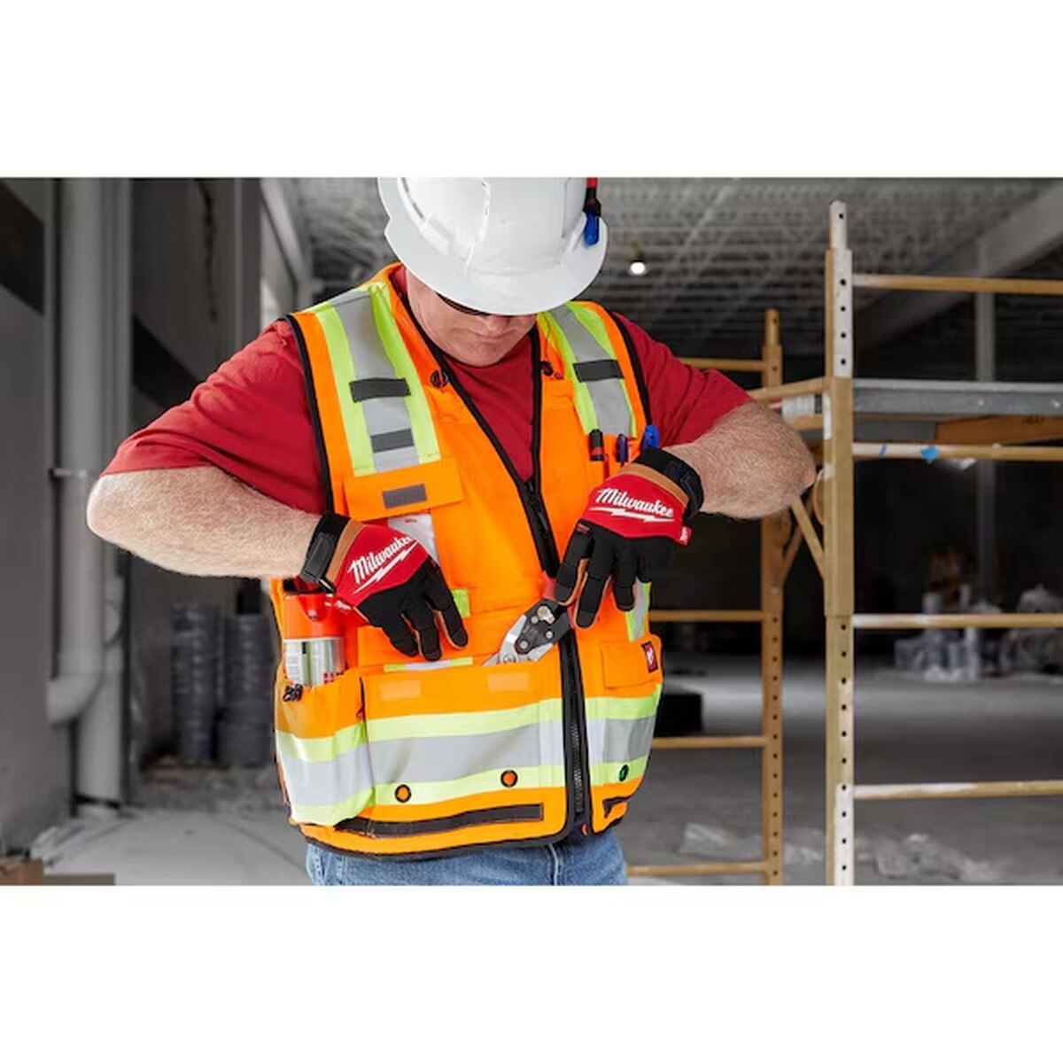 Milwaukee 48-73-5167 Class 2 Surveyors High Visibility Orange Safety Vest 2XL 3XL (1 Pack) - 5