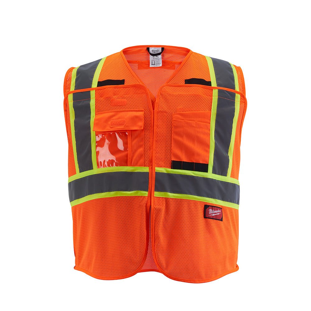 Milwaukee 48-73-5176 Class 2 Breakaway High Visibility Orange Mesh Safety Vest - L/XL (CSA)