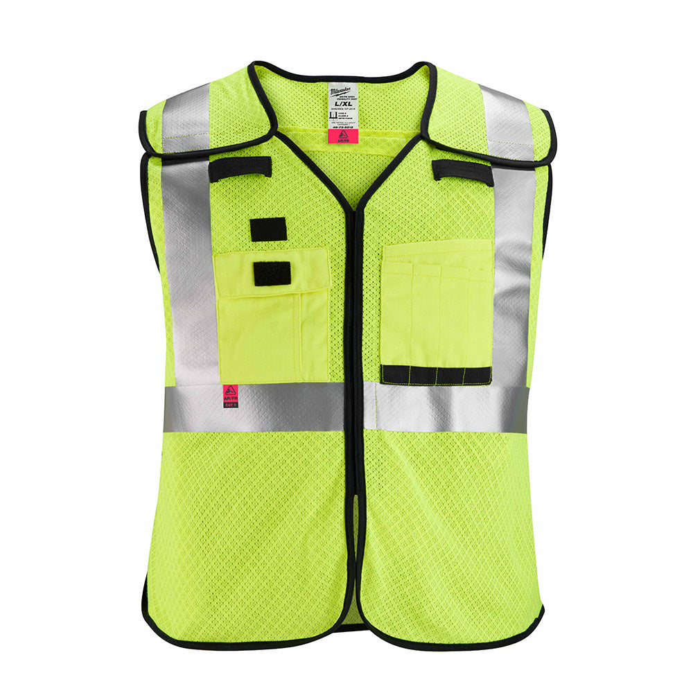 Milwaukee 48-73-5213 AR/FR Cat 1 Class 2 Breakaway High Visibility Yellow Mesh Safety Vest - 2XL/3XL